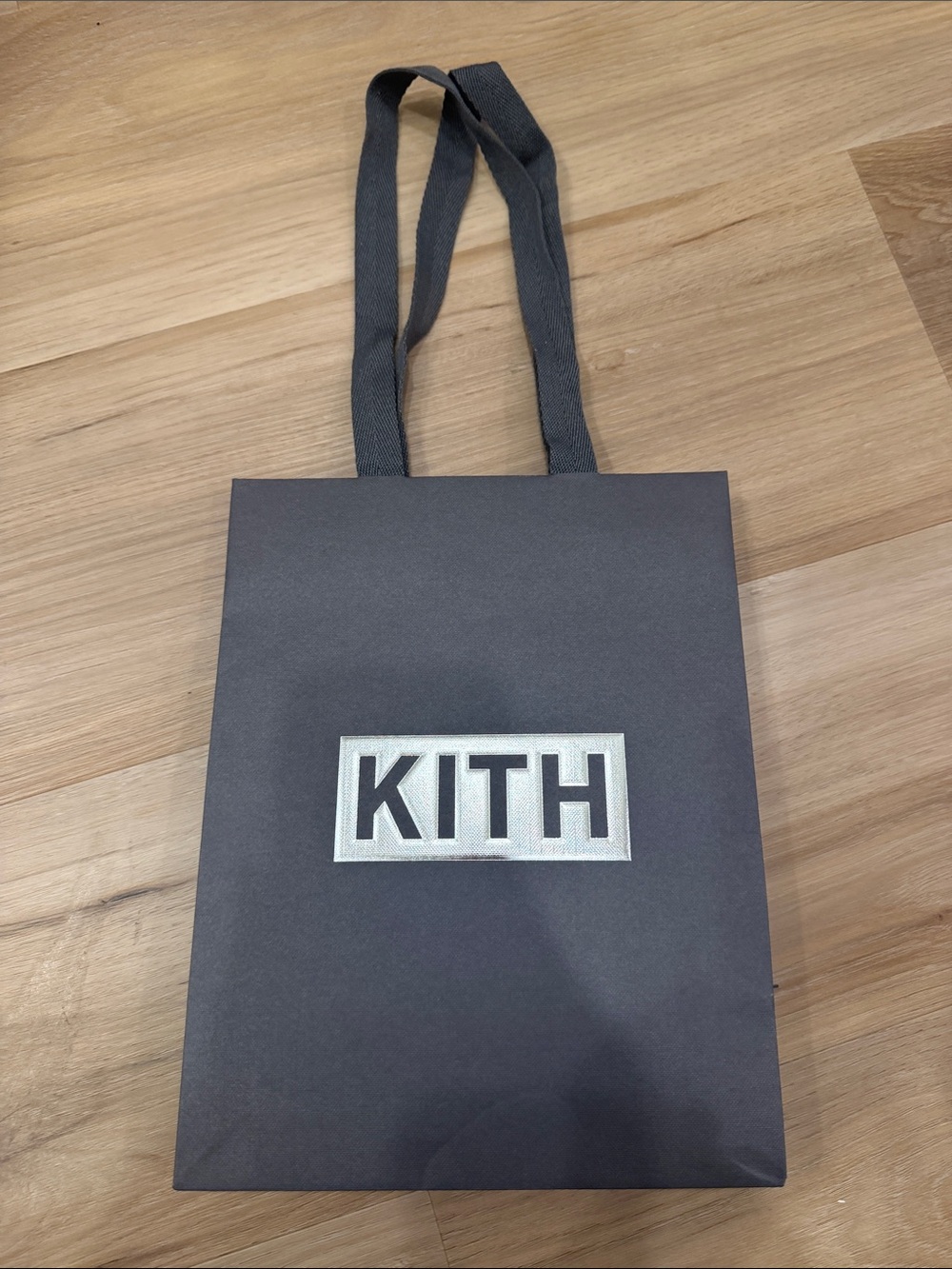 KITH Black Shopping Tote with Silver Logo Panel